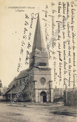 Carte postale ancienne L'Eglise — Vadencourt (Aisne)