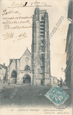 Carte postale ancienne Eglise Saint-Crépin — Château-Thierry (Aisne)