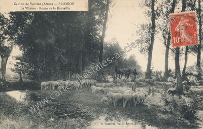 Carte postale ancienne Le Vilpion - Route de la Bouteille — Plomion (Aisne)