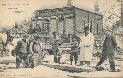 Carte postale ancienne Marbrerie, Sculpture, Gravure — Vervins (Aisne)