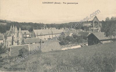 Carte postale ancienne Vue panoramique — Longpont (Aisne)