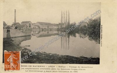 Carte postale ancienne Etangs - Tissage de caoutchouc — Aron (Mayenne)