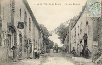 Carte postale ancienne Rue des Poiriers — Le Bourgneuf-la-Forêt (Mayenne)