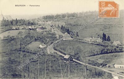 Carte postale ancienne Panorama — Bourgon (Mayenne)