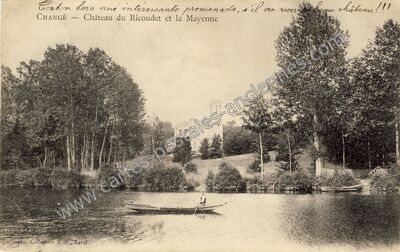 Carte postale ancienne Château du Ricoudet et la Mayenne — Changé (Mayenne)