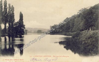 Carte postale ancienne Barrage de la Rongere — Château-Gontier (Mayenne)