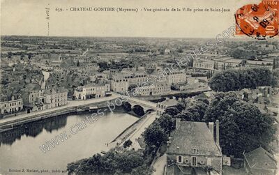Carte postale ancienne Vue générale de la Ville prise de Saint-Jean — Château-Gontier (Mayenne)