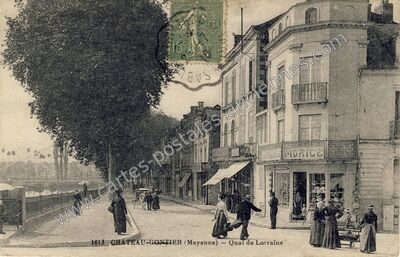 Carte postale ancienne Quai de Lorraine — Château-Gontier (Mayenne)