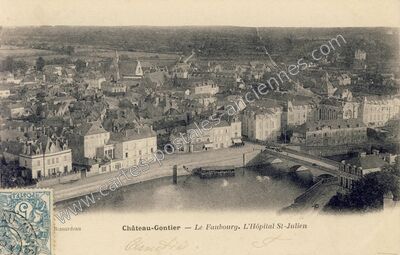 Carte postale ancienne Le Faubourg. L'Hôpital St-Julien — Château-Gontier (Mayenne)
