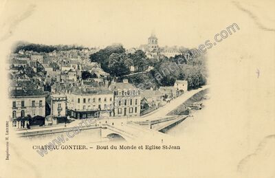 Carte postale ancienne Bout du Monde et Eglise St-Jean — Château-Gontier (Mayenne)