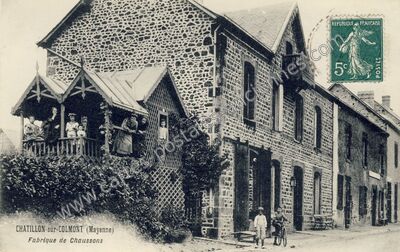 Carte postale ancienne Fabrique de Chaussons — Châtillon-sur-Colmont (Mayenne)