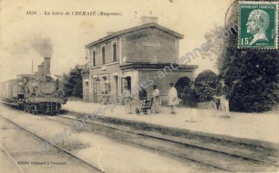 Carte postale ancienne La Gare — Chemazé (Mayenne)