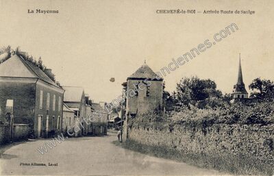 Carte postale ancienne Arrivée Route de Saulge — Chémeré-le-Roi (Mayenne)
