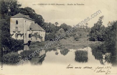 Carte postale ancienne Moulin de Thevalles — Chémeré-le-Roi (Mayenne)