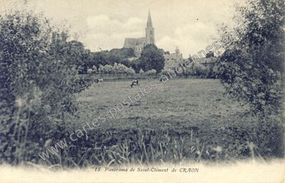 Carte postale ancienne Panorama de Saint-Clément — Craon (Mayenne)