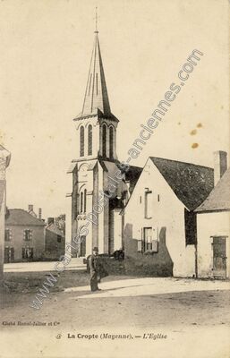 Carte postale ancienne L'Eglise — La Cropte (Mayenne)