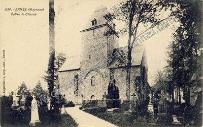 Carte postale ancienne Église de Charné — Ernée (Mayenne)