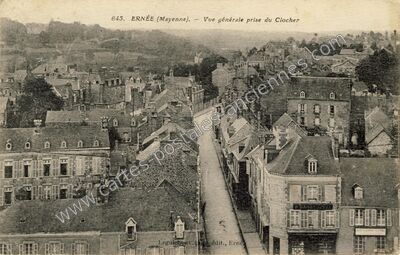 Carte postale ancienne Vue générale prise du Clocher — Ernée (Mayenne)