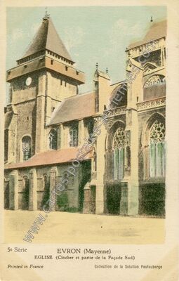 Carte postale ancienne EGLISE (Clocher et partie de la Façade Sud) — Évron (Mayenne)