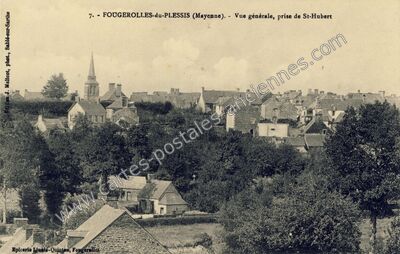 Carte postale ancienne Vue générale, prise de St-Hubert — Fougerolles-du-Plessis (Mayenne)