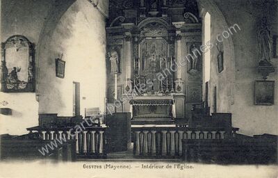 Carte postale ancienne Intérieur de l'Eglise — Gesvres (Mayenne)