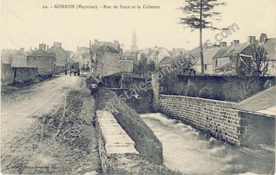 Carte postale ancienne Rue de Brecé et la Colmont — Gorron (Mayenne)