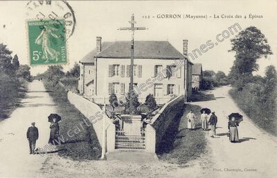 Carte postale ancienne La Croix des 4 Épines — Gorron (Mayenne)