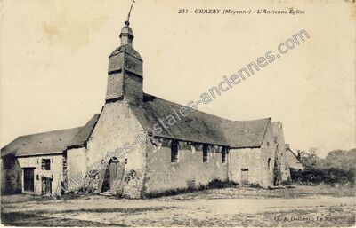 Carte postale ancienne L'Ancienne Église — Grazay (Mayenne)