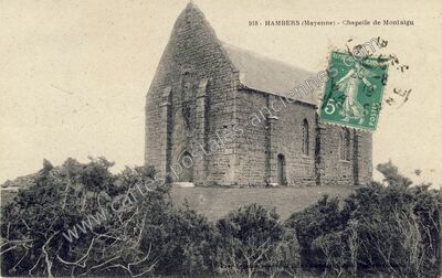 Carte postale ancienne Chapelle de Montaigu — Hambers (Mayenne)