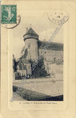 Carte postale ancienne Vue prise du Pont Vieux — Laval (Mayenne)