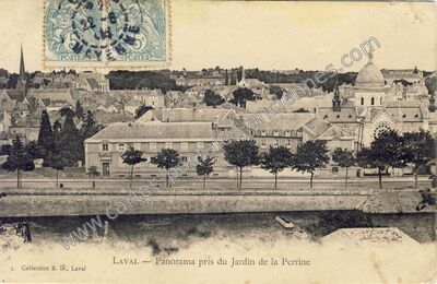Carte postale ancienne Panorama pris du Jardin de la Perrine — Laval (Mayenne)