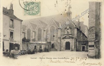 Carte postale ancienne Notre Dame des Cordeliers — Laval (Mayenne)