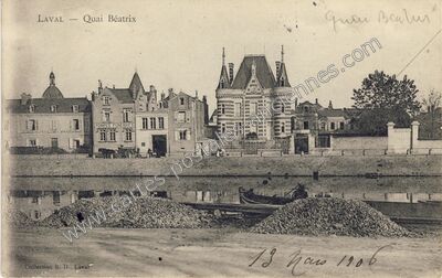 Carte postale ancienne Quai Béatrix — Laval (Mayenne)