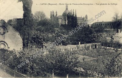 Carte postale ancienne Ecole libre de l'Immaculée Conception. - Vue générale du Collège — Laval (Mayenne)