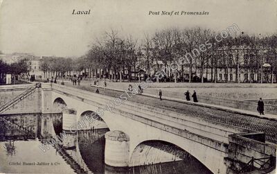 Carte postale ancienne Pont Neuf et Promenades — Laval (Mayenne)