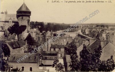 Carte postale ancienne Vue générale, prise du Jardin de la Perrine — Laval (Mayenne)