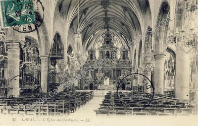 Carte postale ancienne L'Église des Cordeliers — Laval (Mayenne)