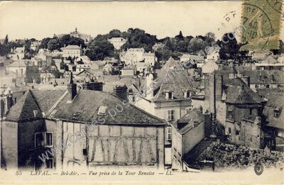 Carte postale ancienne Bel-Air. — Vue prise de la Tour Renaise — Laval (Mayenne)