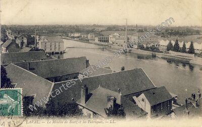 Carte postale ancienne Le Moulin de Bootz et les Fabriques — Laval (Mayenne)