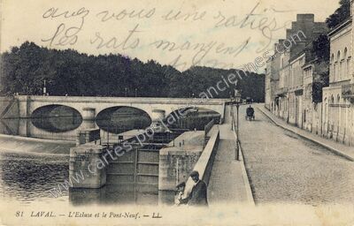 Carte postale ancienne L'Ecluse et le Pont-Neuf — Laval (Mayenne)