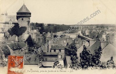 Carte postale ancienne Vue générale, prise du Jardin de la Perrine — Laval (Mayenne)