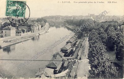 Carte postale ancienne Vue générale prise du Viaduc — Laval (Mayenne)
