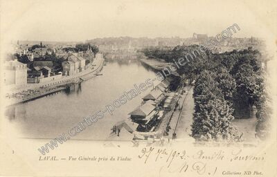 Carte postale ancienne Vue Générale prise du Viaduc — Laval (Mayenne)