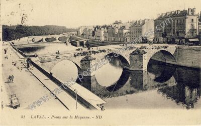 Carte postale ancienne Ponts sur la Mayenne — Laval (Mayenne)