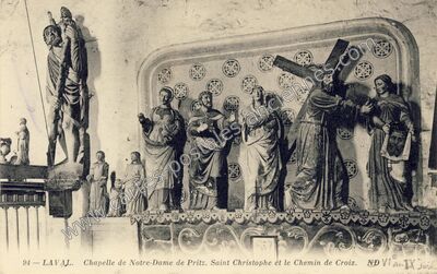 Carte postale ancienne Chapelle de Notre-Dame de Pritz. Saint Christophe et le Chemin de Croix — Laval (Mayenne)