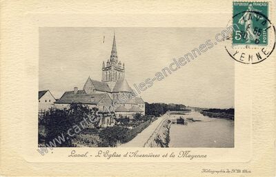 Carte postale ancienne L'Eglise d'Avesnières et la Mayenne — Laval (Mayenne)
