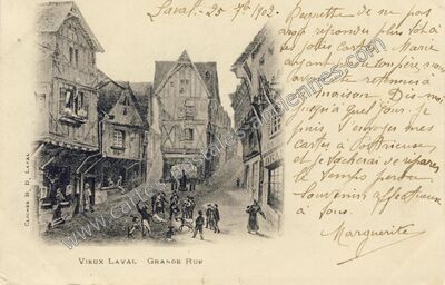 Carte postale ancienne Vieux Laval - Grande Rue — Laval (Mayenne)