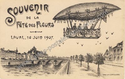 Carte postale ancienne Souvenir de la Fête des Fleurs — Laval (Mayenne)