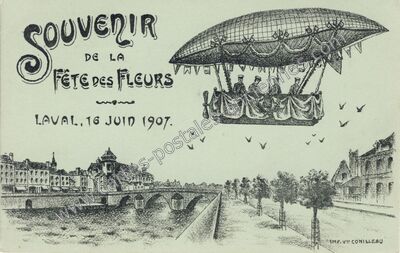 Carte postale ancienne Souvenir de la Fête des Fleurs — Laval (Mayenne)