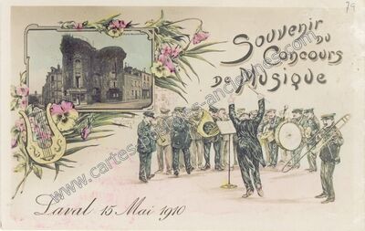 Carte postale ancienne Souvenir du Concours de Musique — Laval (Mayenne)